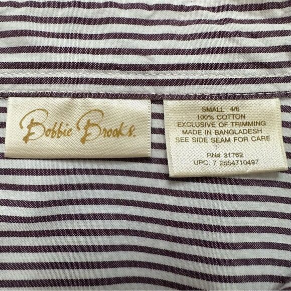Bobbie Brooks Shoe Appliques Purple White Striped Button Down Shirt - Picture 10 of 13